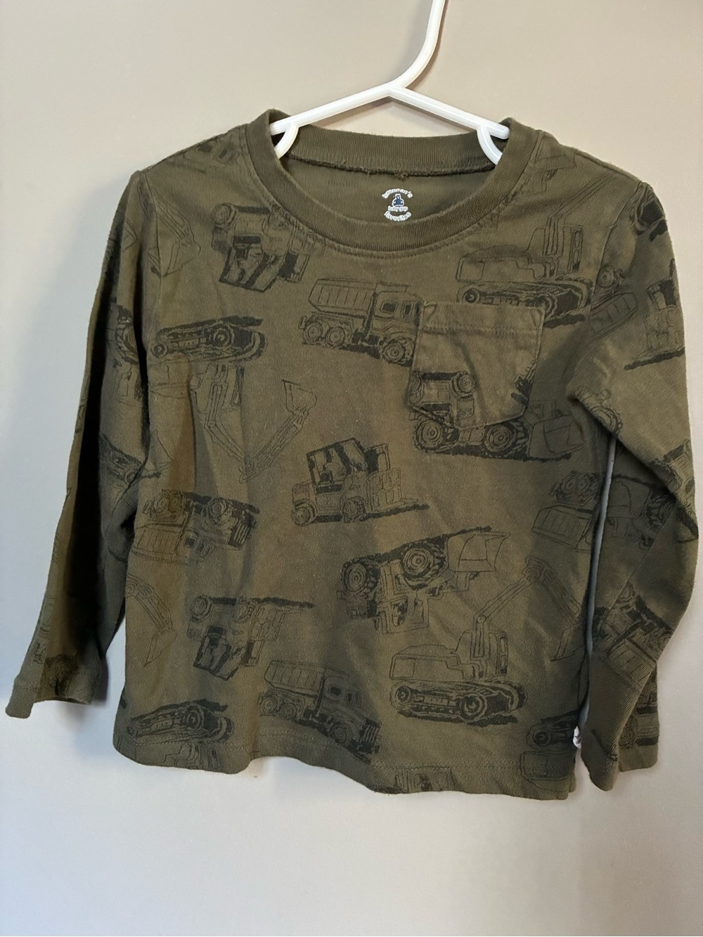 Baby Gap Olive Green Long-Sleeve Truck Print Tee